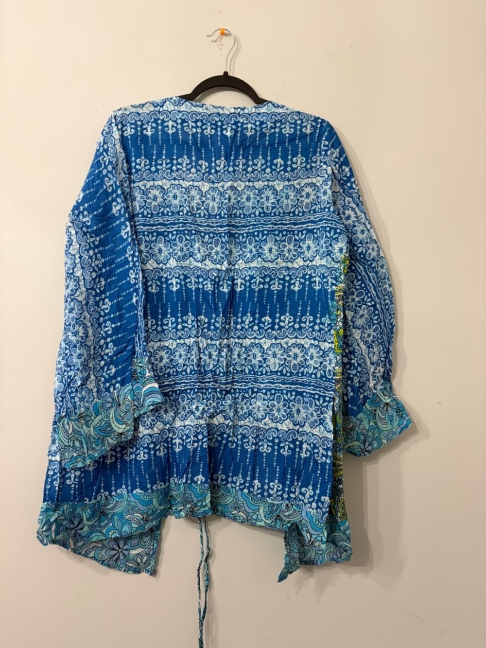 Blue Floral Printed Women's Cover-Up Kimono - Picture 2 of 2
